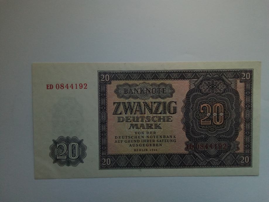 Prodam bankovec 20 mark 1955 unc