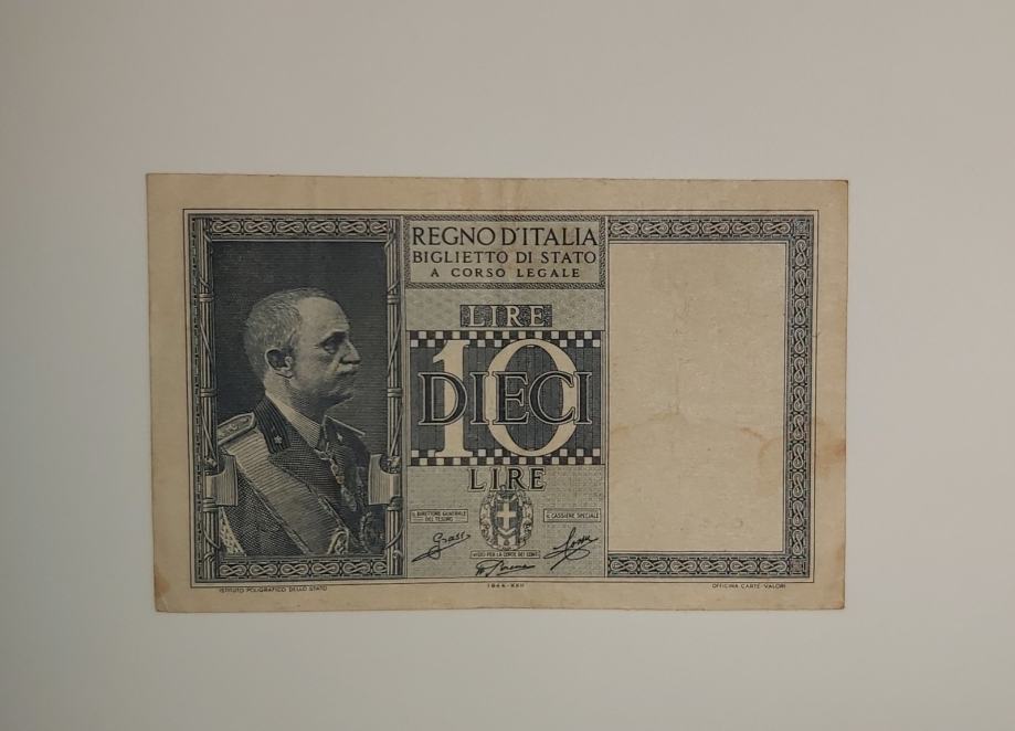 Prodam bankovec na sliki 10 lir Italija 1944
