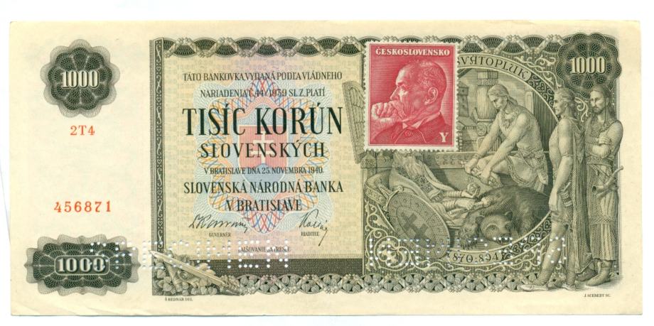 Slovaška 1000 Korun 1940 SPECIMEN, Slovaquie, Slovacchia, Slowakei