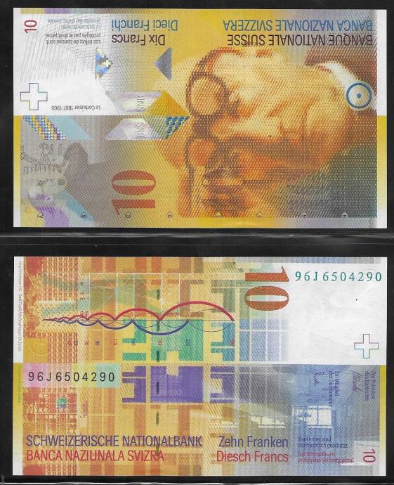 ŠVICA, 10 frankov, 2013, UNC - Le Courbisier