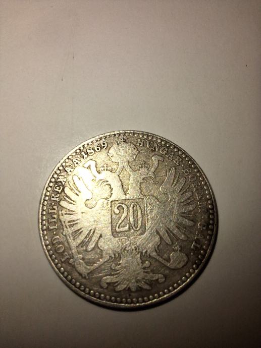 20 AUSTRIA KING FRANZ JOSE 1869