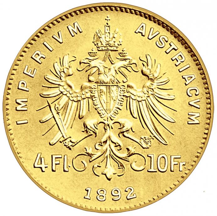 Avsto-Ogrska, 10 Frankov, 1892, zlatnik