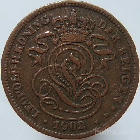 Belgija 2 Centimes 1902 VF