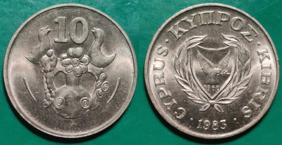 Cyprus 10 cents, 1983 ***/+