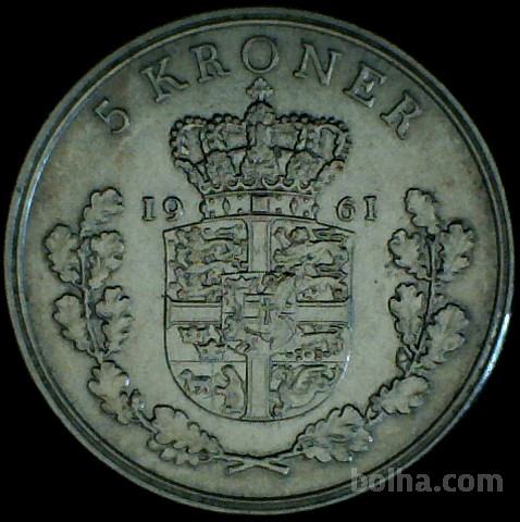 LaZooRo: Danska 5 Kroner 1961 XF/UNC a