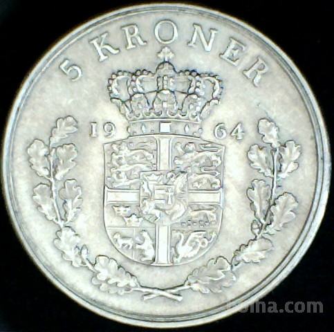LaZooRo: Danska 5 Kroner 1964 XF/UNC