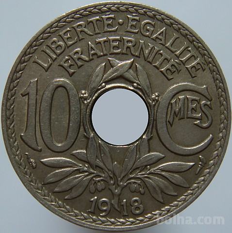 LaZooRo: Francija 10 Centimes 1918 XF/UNC