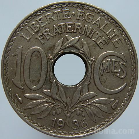 LaZooRo: Francija 10 Centimes 1936 XF