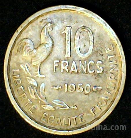 LaZooRo: Francija 10 Francs 1950 VF/XF