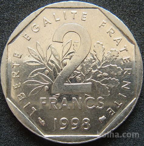 Francija 2 Francs 1998 XF/UNC