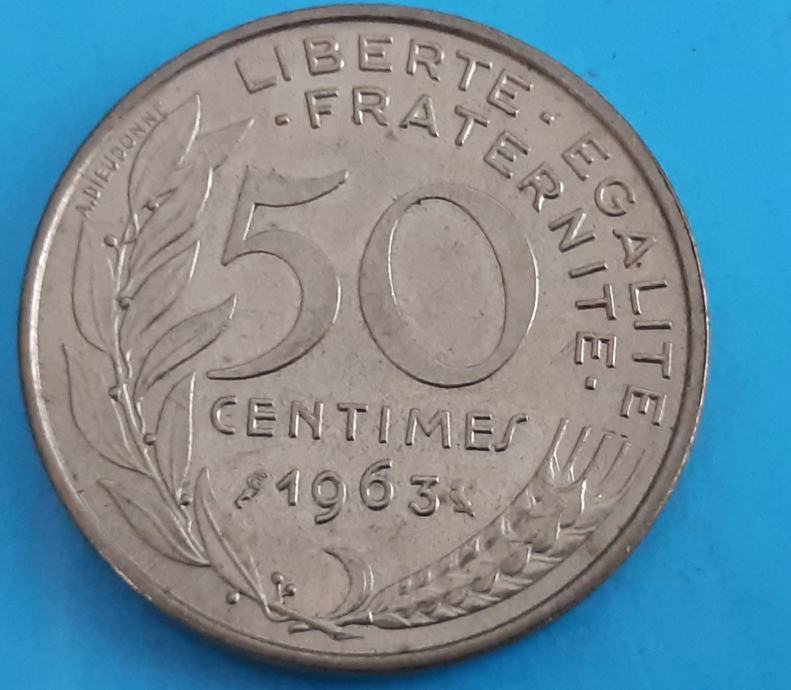 FRANCIJA 50 centimes 1963
