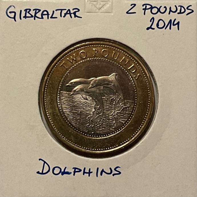 Gibraltar 2 Pounds 2014-Dolphins