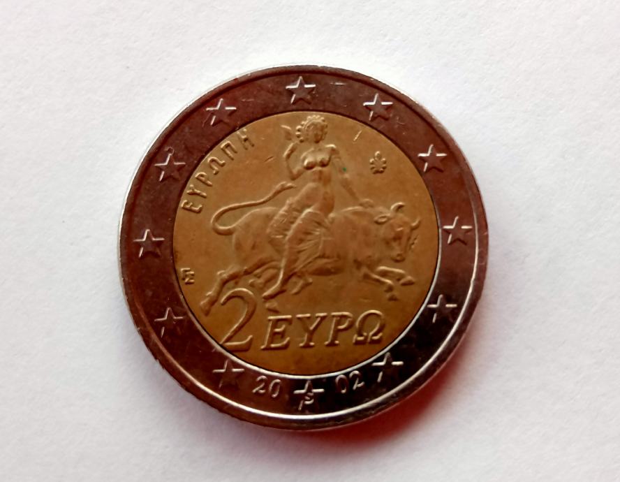Grški kovanec za 2€ 2002 s črko "s"