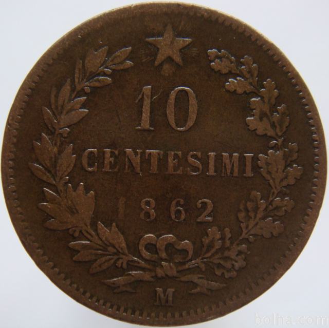LaZooRo: Italija 10 Centesimi 1862 M VF