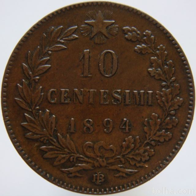 Italija 10 Centesimi 1894 BI XF a