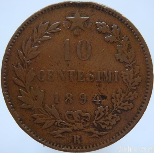LaZooRo: Italija 10 Centesimi 1894 R F b