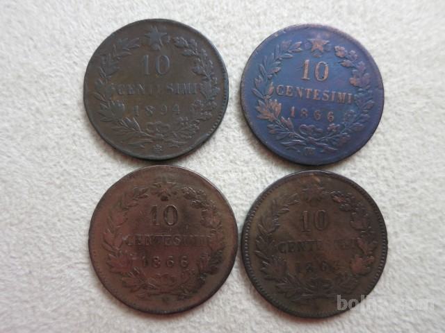 Italija 4x 10 centesimi 1863 & 1894 vsi razllični