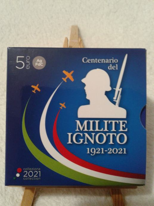 Srebrnik Italija 5 Evro 2021.100 obletnica Neznanega Vojaka 1921-2021.
