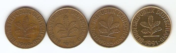KOVANCI  10 pfennig 1969,76,85,91  Nemčija