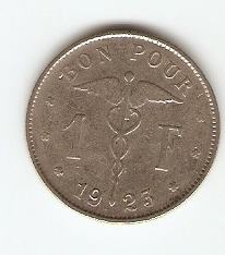 KOVANEC  1 frank ( BON POUR) 1923  Belgique