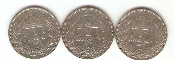 KOVANEC  1 krona  1893, 94, 95   Madžar. varianta