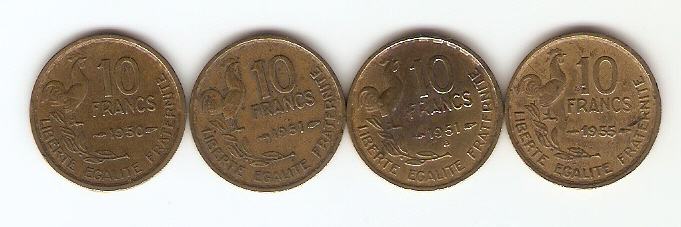 KOVANEC 10 francs 1950,51,  Francija