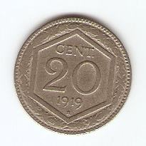 KOVANEC 20 centesimov 1918,19  Italija