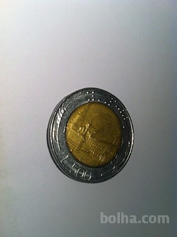 kovanec 500 lir, 1987, dvokovinski, naprodaj