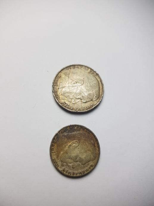 Kovanec nemške marke 1935, 1938, 2 in 5 mark.