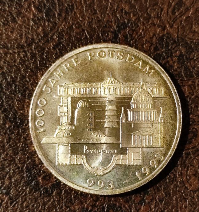 Kovanec srebrnik 10 mark 1993 F