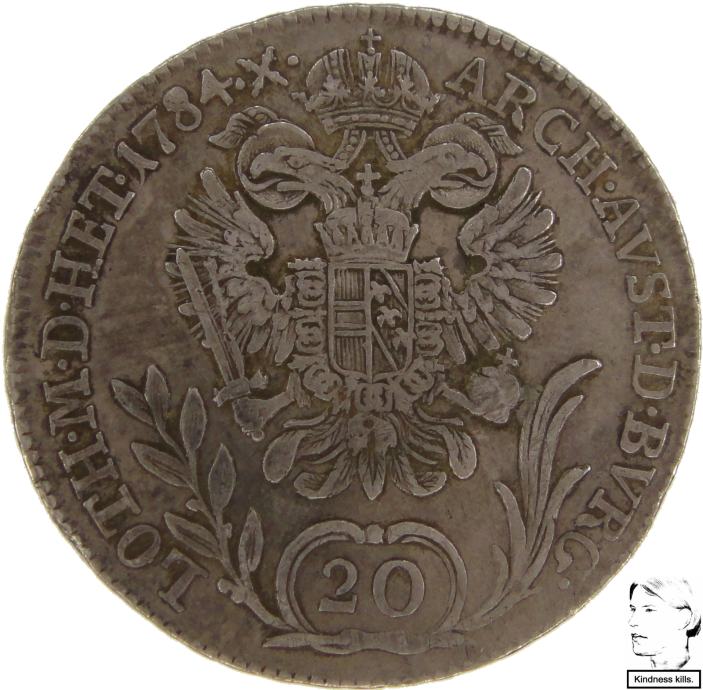 LaZooRo: Avstrija 20 Kreuzer 1784 B XF - srebro