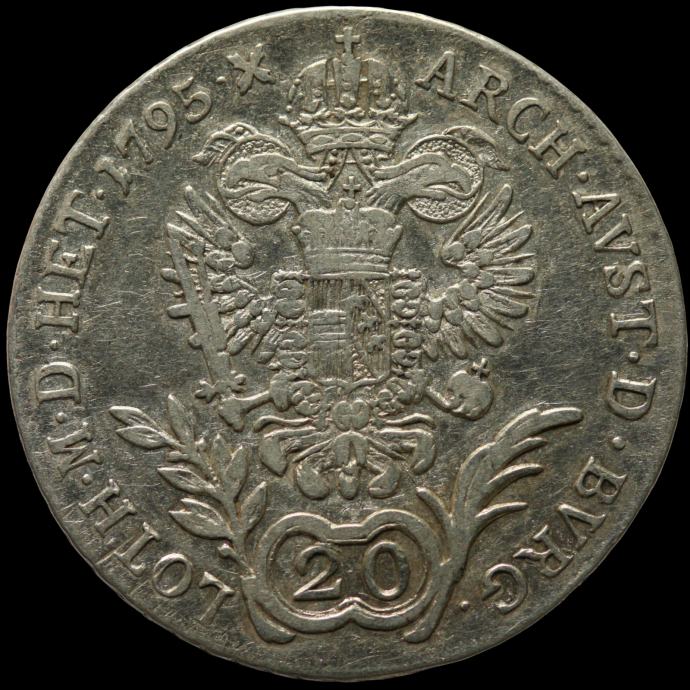 LaZooRo: Avstrija 20 Kreuzer 1795 B XF - srebro