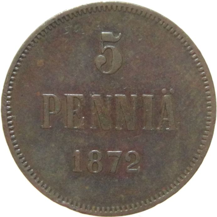 LaZooRo: Finska 5 Pennia 1872 VF