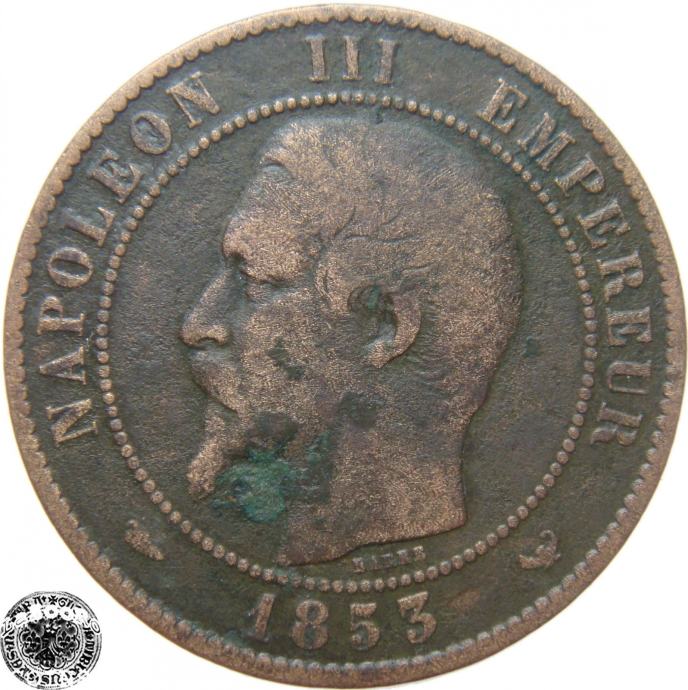 LaZooRo: Francija 10 Centimes 1853 W F