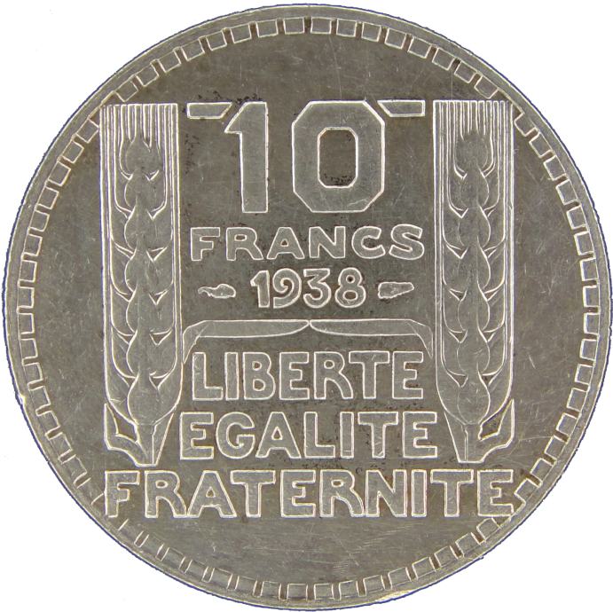 LaZooRo: Francija 10 Francs 1938 UNC – srebro