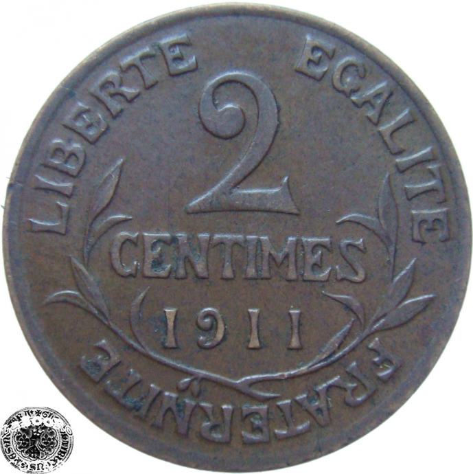 LaZooRo: Francija 2 Centimes 1911 UNC
