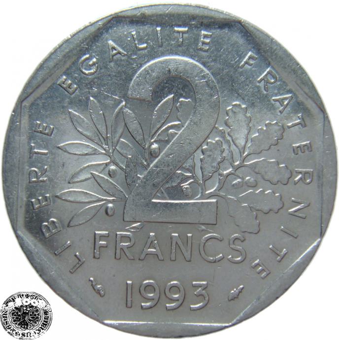 LaZooRo: Francija 2 Francs 1993 XF/UNC