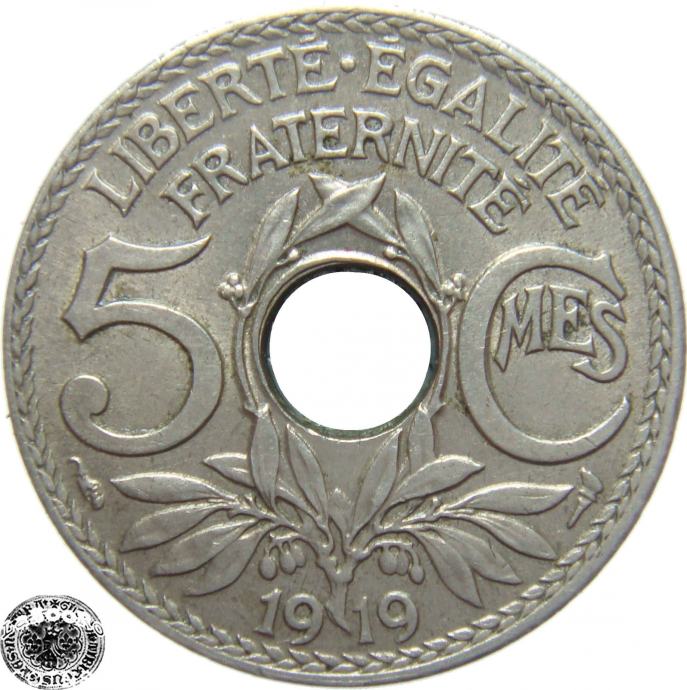 LaZooRo: Francija 5 Centimes 1919 XF