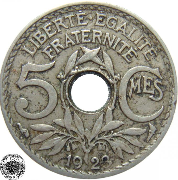 LaZooRo: Francija 5 Centimes 1923 VF/XF