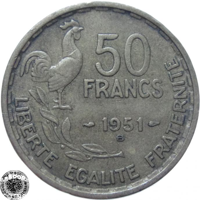 LaZooRo: Francija 50 Francs 1951 B XF