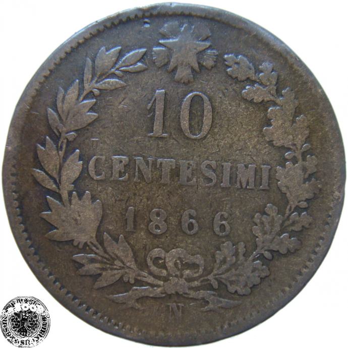LaZooRo: Italija 10 Centesimi 1866 N VF