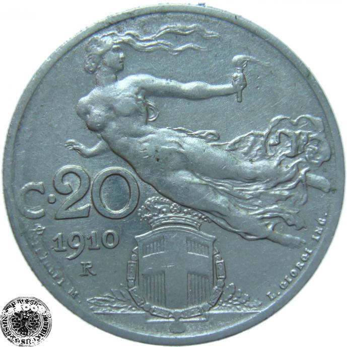 LaZooRo: Italija 20 Centesimi 1910 R XF
