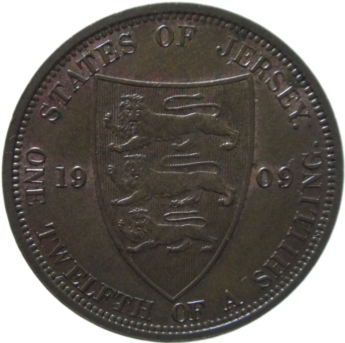 LaZooRo: Jersey 1/12 Shilling 1909 UNC redkejši