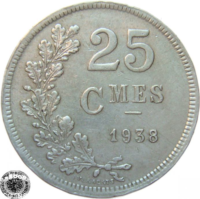 LaZooRo: Luksemburg 25 Centimes 1938 VF/XF