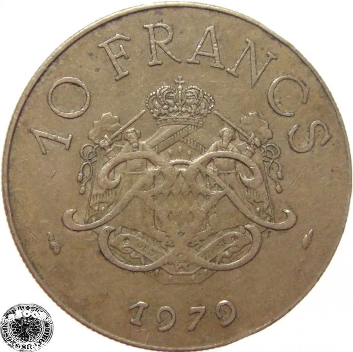 LaZooRo: Monako 10 Francs 1979 XF redkejši