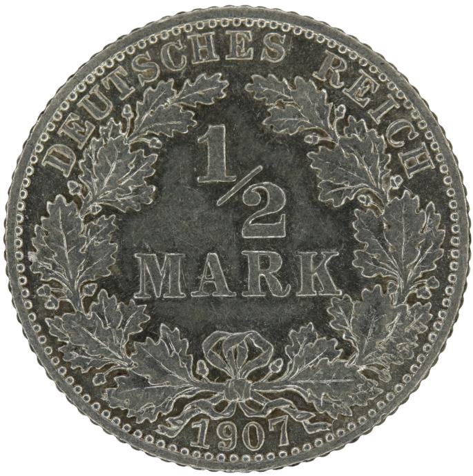 LaZooRo: Nemčija 1/2 Mark 1907 E UNC - srebro