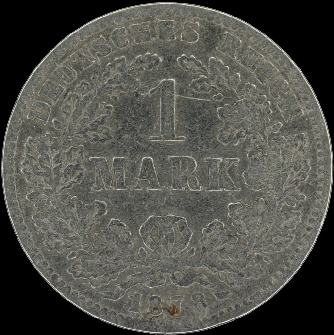 LaZooRo: Nemčija 1 Mark 1878 J VF - srebro