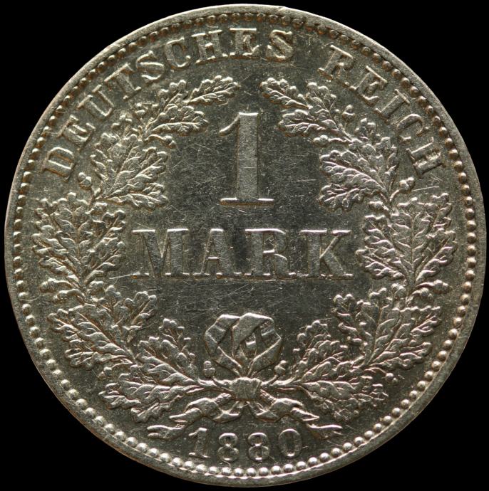 LaZooRo: Nemčija 1 Mark 1880 D UNC – srebro