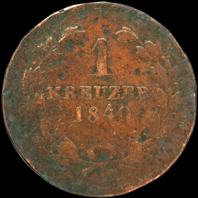 LaZooRo: Nemčija BADEN 1 Kreuzer 1840 VG