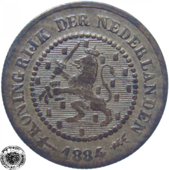 LaZooRo: Nizozemska 1/2 Cent 1884 VF/XF